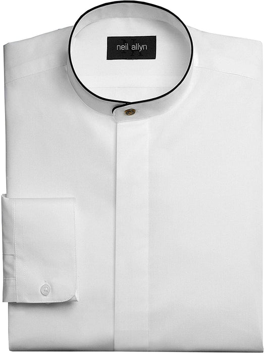 Women's Mandarin Dress Shirt with Fly Placket & Black Trim