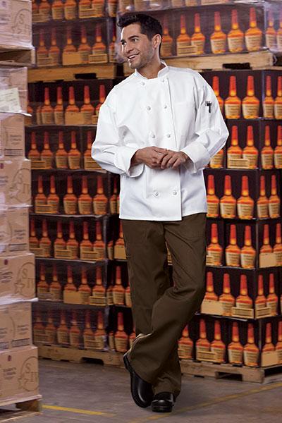 Classic Knot With Mesh Chef Coat White - Caterwear.com