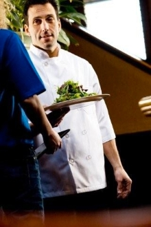 White Blended Chef Coat with Pearl Buttons & 1/2 length sleeves - Caterwear.com