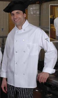 White Blended Chef Coat with Pearl Buttons - Caterwear.com