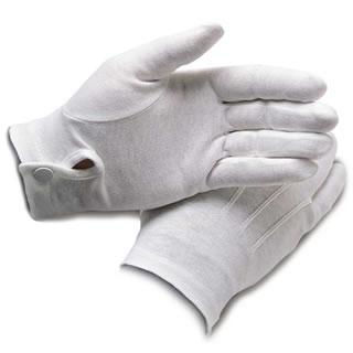 White Service Gloves with Wrist Snaps - No Grips