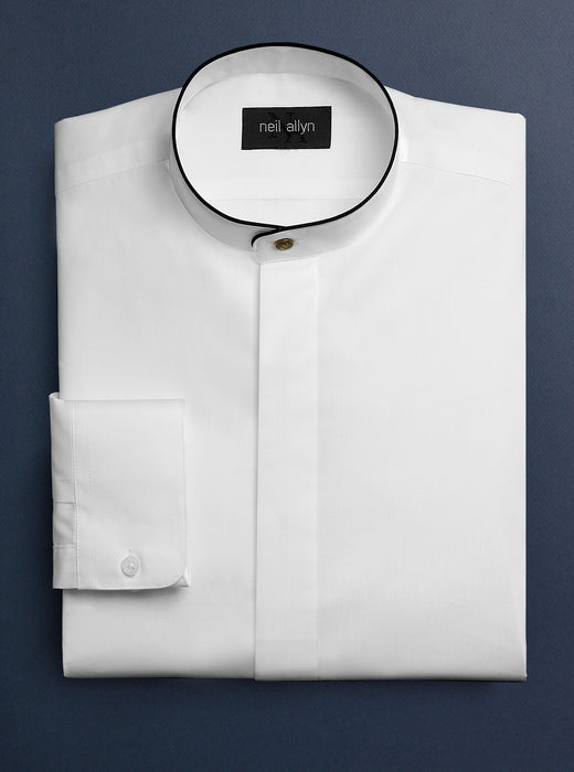 Men's Mandarin Dress Shirt with Fly Placket & Black Trim - Caterwear.com