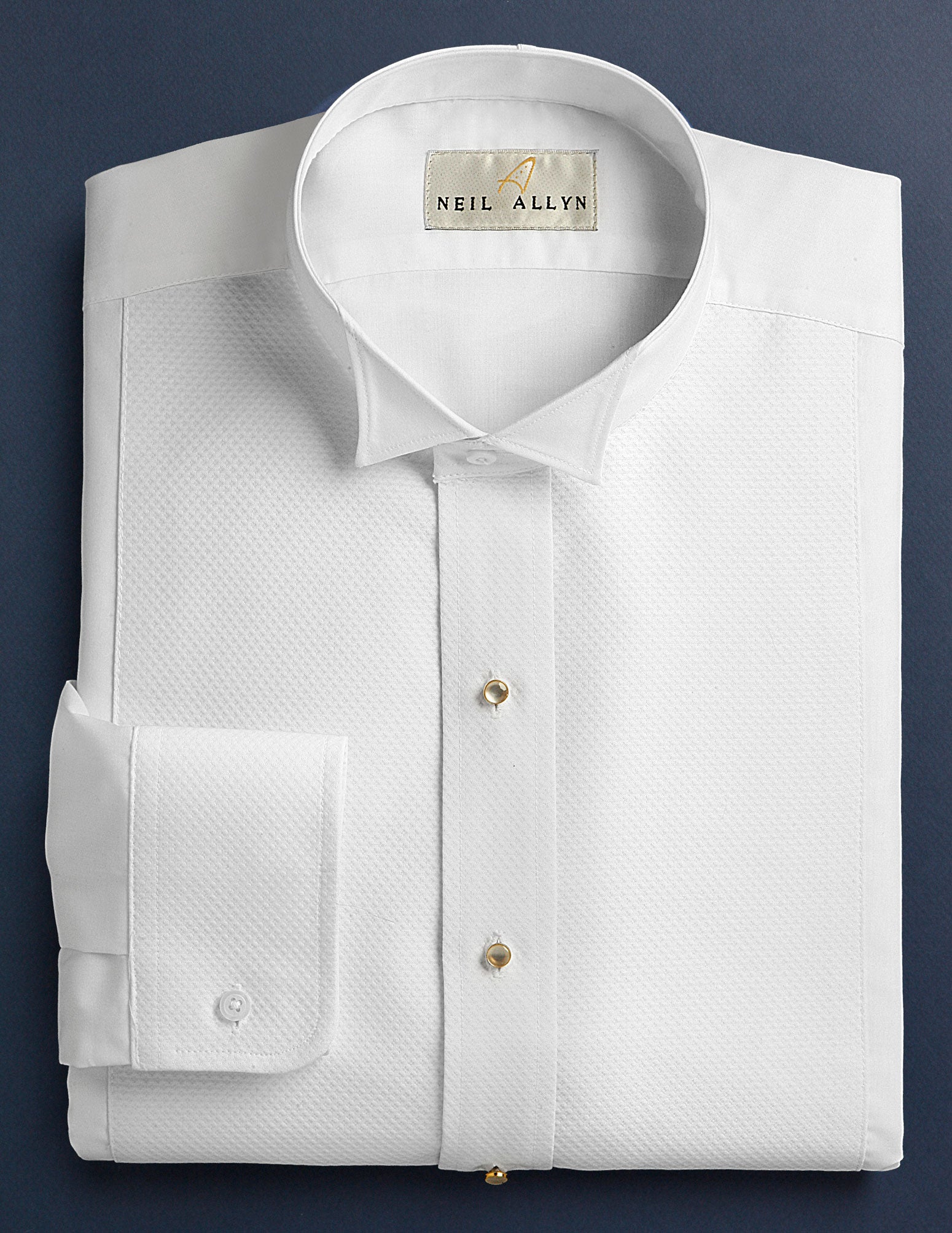 Men's White Pique Wing Tip Collar Tuxedo Shirt - Caterwear.com