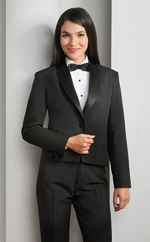 Women's One-Button Shawl Eton Jacket - White or Black
