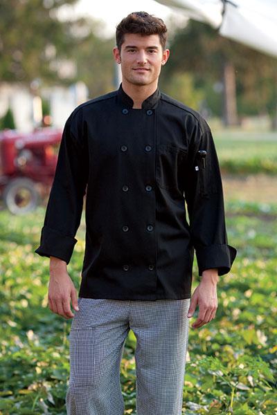 Chef Coat 10 Buttons Black - Caterwear.com