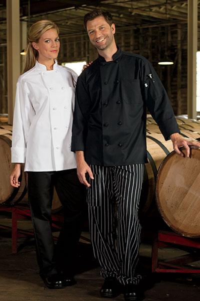 Chef Coat 10 Knot Black - Caterwear.com