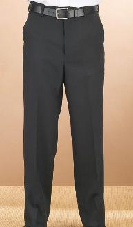 Men's Black Flat Front Pants - Caterwear.com