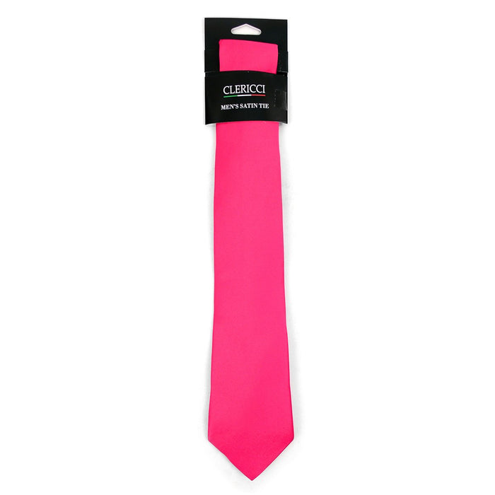 Men's Poly Solid Satin Slim Tie with Paper Band - PSBD - Caterwear.com