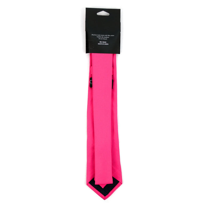 Men's Poly Solid Satin Slim Tie with Paper Band - PSBD - Caterwear.com