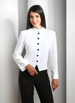 Six Button Steward's Shirt Jacket in White or Black - Caterwear.com