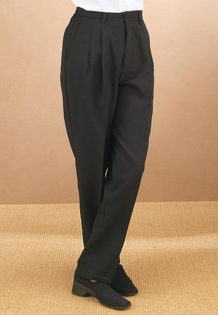 Women's Black Pleated Pants - Caterwear.com